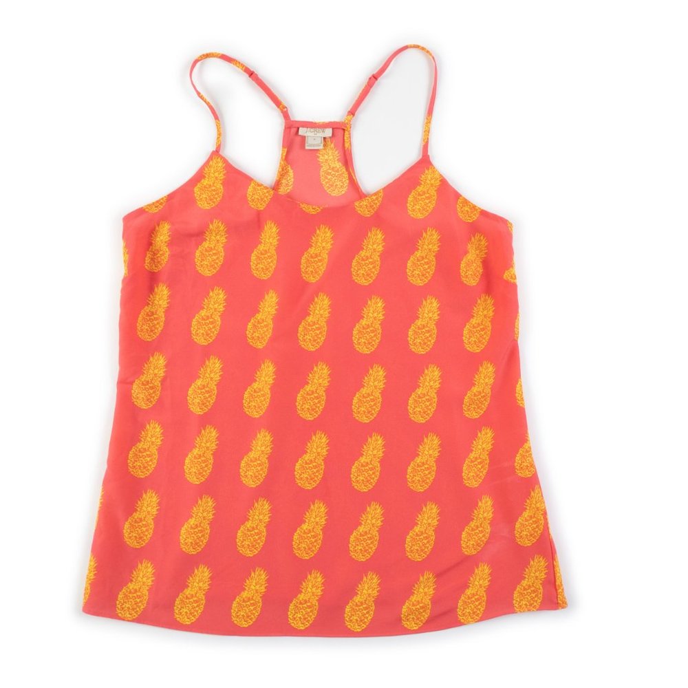 J. CREW lightweight racerback hot pink cami tank with pineapples size 8